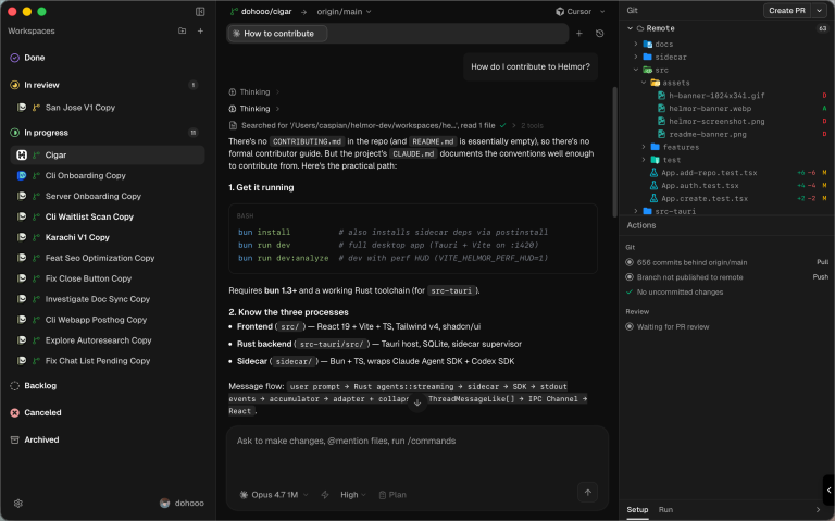 Helmor : orchestrer des agents de code en local, de la revue au merge
