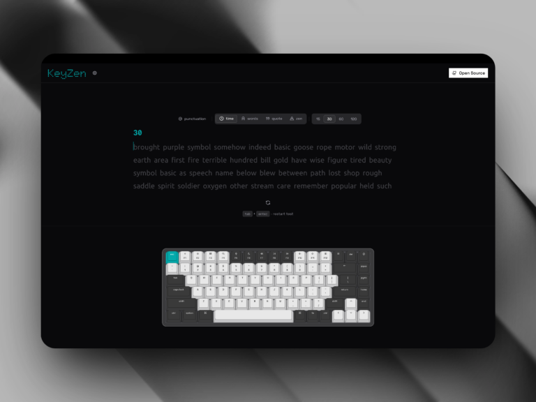 KeyZen : un test de frappe zen avec clavier virtuel, sons et statistiques détaillées