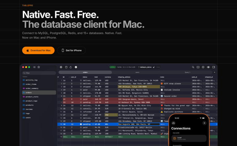 TablePro : un client base de donnees macOS natif, rapide et open source