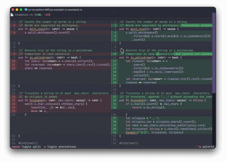 Textual Diff View : afficher des diffs lisibles et beaux dans une app terminal Textual