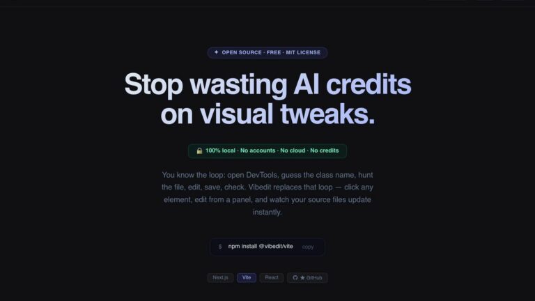 Vibedit : éditer visuellement une app React et mettre à jour le code instantanément