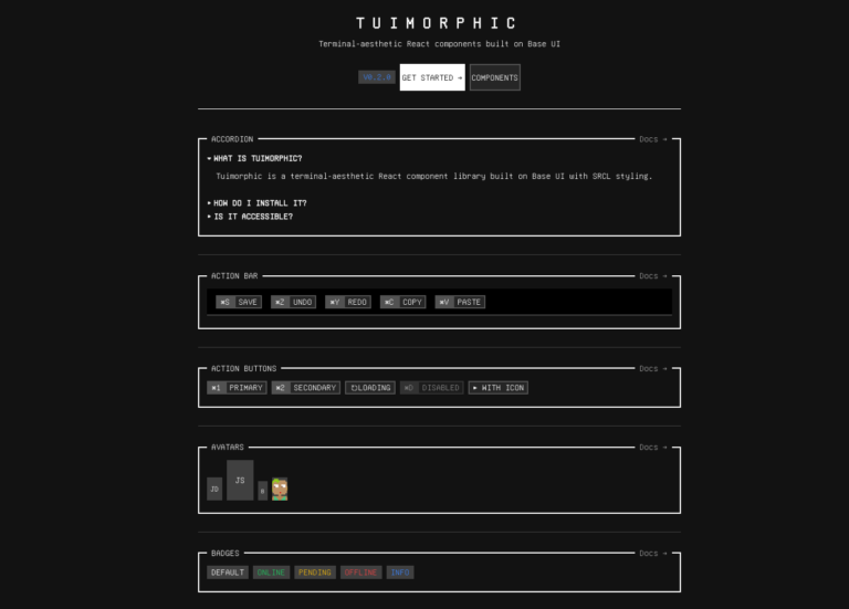 Tuimorphic : composants React esthétique terminal