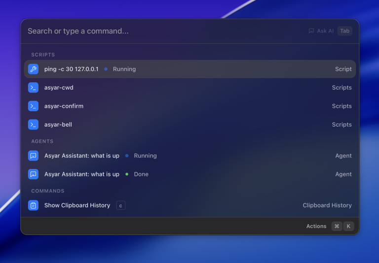ASYAR : l&rsquo;alternative open source et locale-first à Raycast pour macOS, Windows et Linux