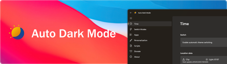 AUTO DARK MODE : automatiser le passage clair/sombre sur Windows