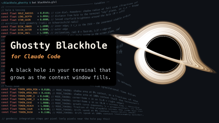 Ghostty Blackhole : un trou noir visuel qui grandit avec votre contexte Claude