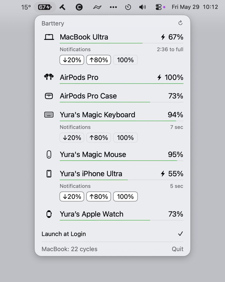BARTTERY : toutes vos batteries Apple dans la barre de menus