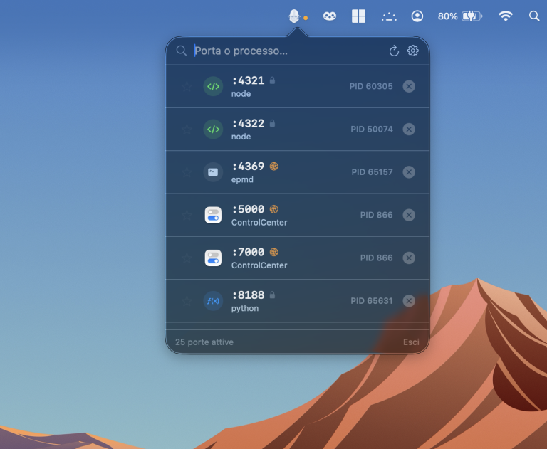 DOORRY : visualiser et tuer les ports ouverts sur Mac depuis la menu bar