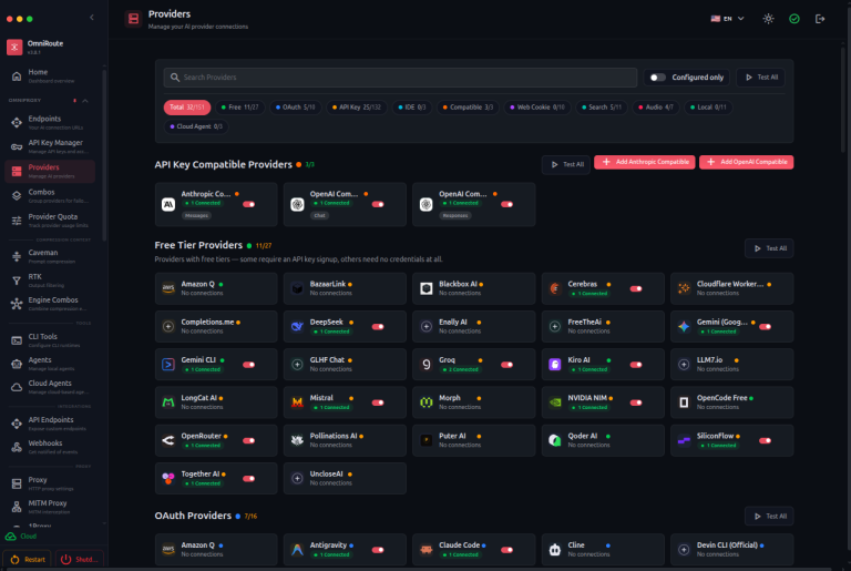 OMNIROUTE : un seul endpoint pour 268 fournisseurs IA, never stop coding