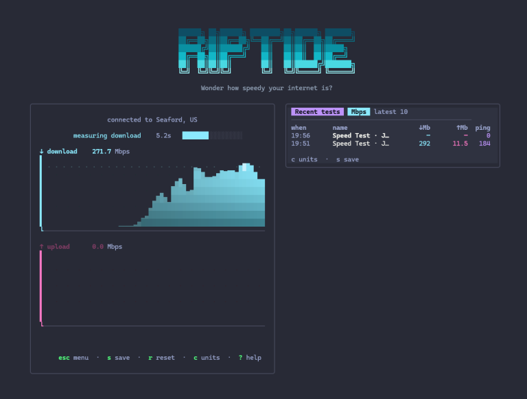 RIPTIDE : mesurer et surveiller son débit Internet depuis le terminal