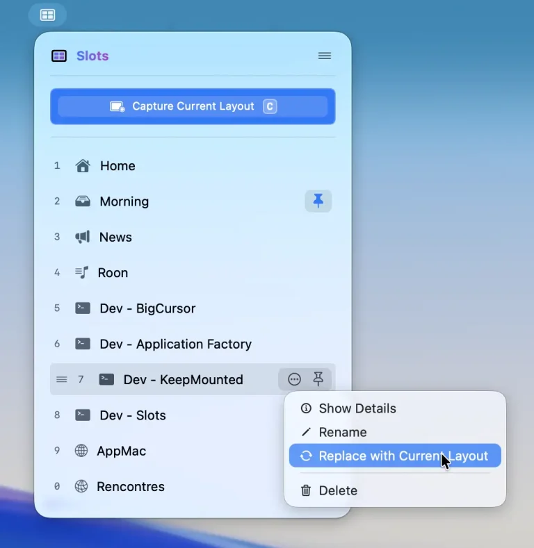 SLOTS : sauver votre workspace macOS en un clic