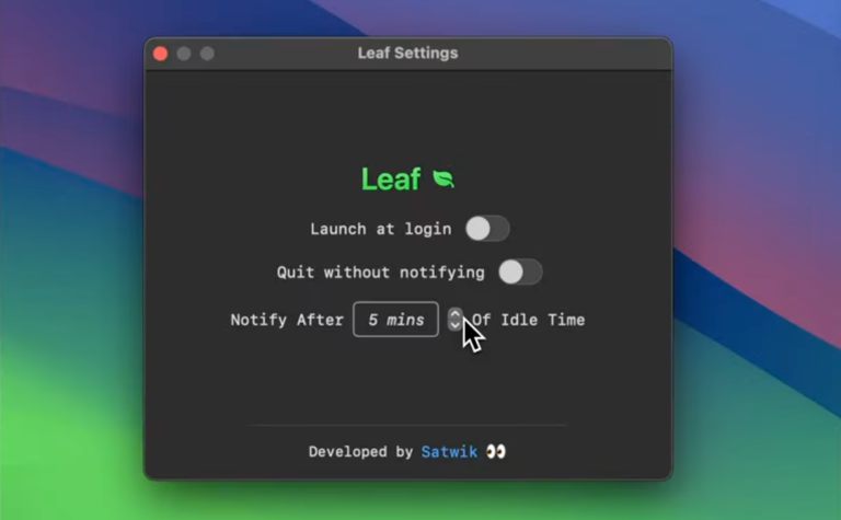 LEAF : une app de menu bar qui vous pousse à fermer les apps qui dorment sur votre RAM