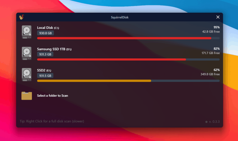 SQUIRRELDISK : l&rsquo;alternative open source à DaisyDisk pour vider votre disque