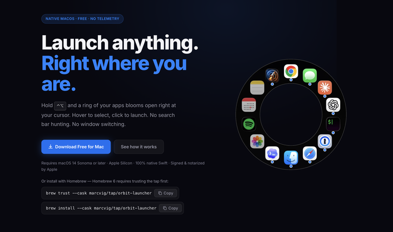 ORBIT LAUNCHER : un lanceur radial qui vient au curseur