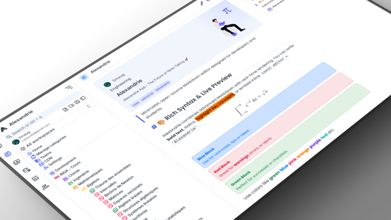 ALEXANDRIE : votre espace Markdown, organisé avec élégance