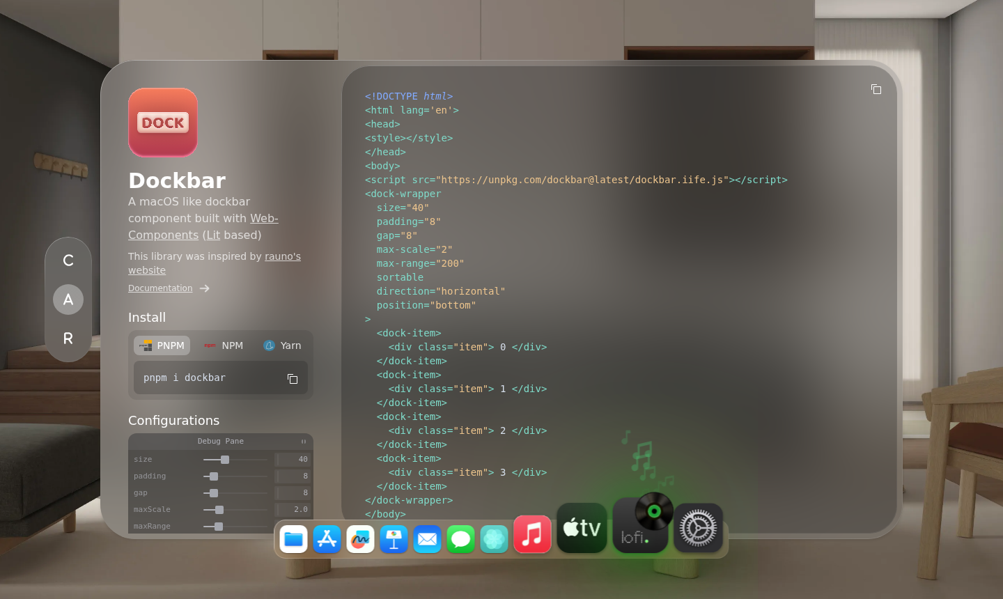 Dockbar le dock macos en deux balises html
