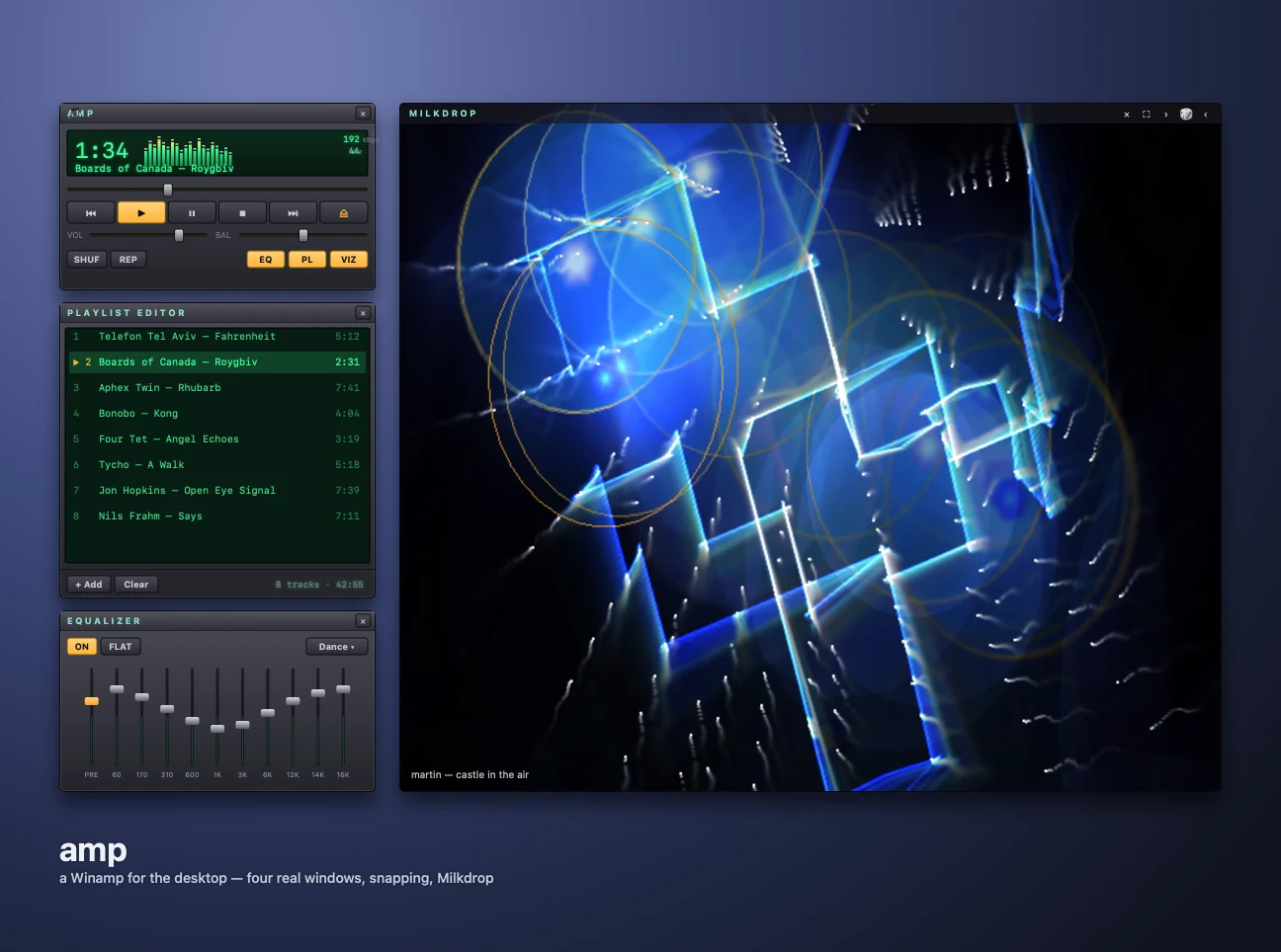 amp, un lecteur fa&ccedil;on Winamp avec son &eacute;galiseur 10 bandes