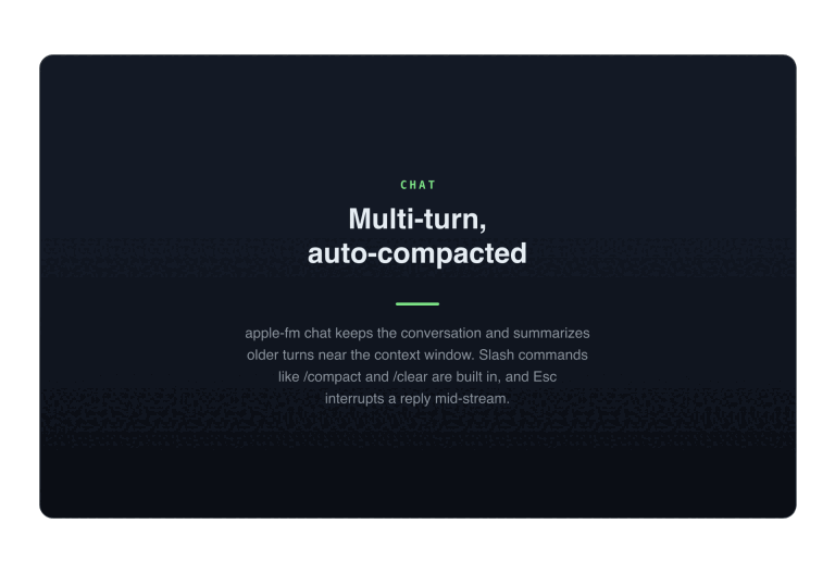 FM : un LLM 100 % local, nativement dans le terminal de macOS 27
