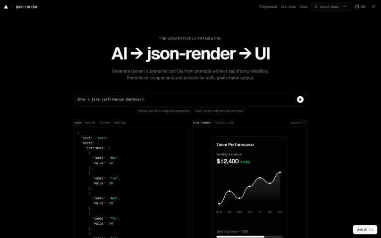 JSON-RENDER : des interfaces générées par l&rsquo;IA, sans perdre le contrôle