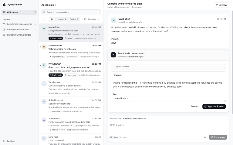 MAILROOM : la boîte mail self-hosted où l’agent rédige et vous validez