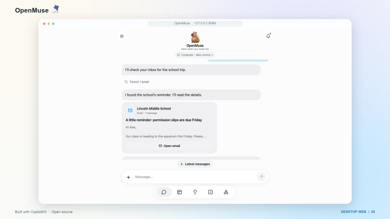 OPENMUSE : un agent personnel self-hosted qui ne perd pas le fil