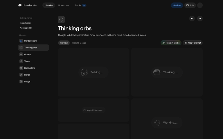 THINKING ORBS : neuf états animés pour remplacer le spinner des interfaces IA