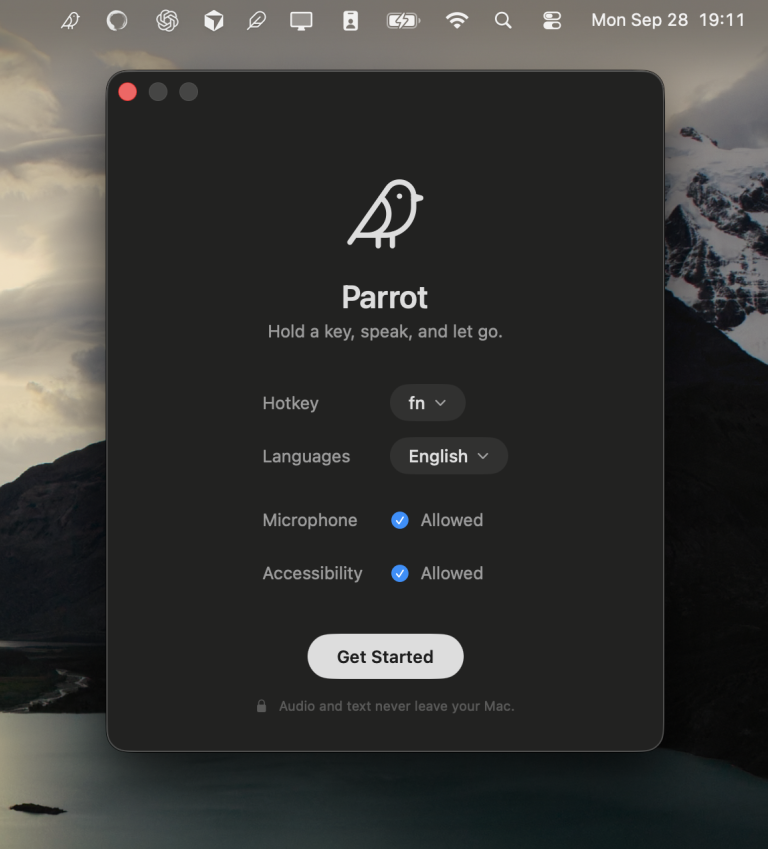 PARROT : dictée au push-to-talk dans toutes vos apps de Mac, sans cloud