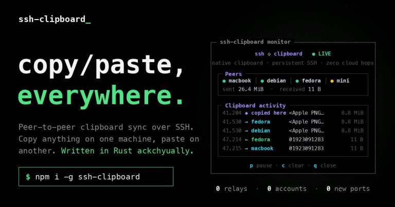 SSH-CLIPBOARD : un même presse-papiers sur toutes vos machines, sans cloud