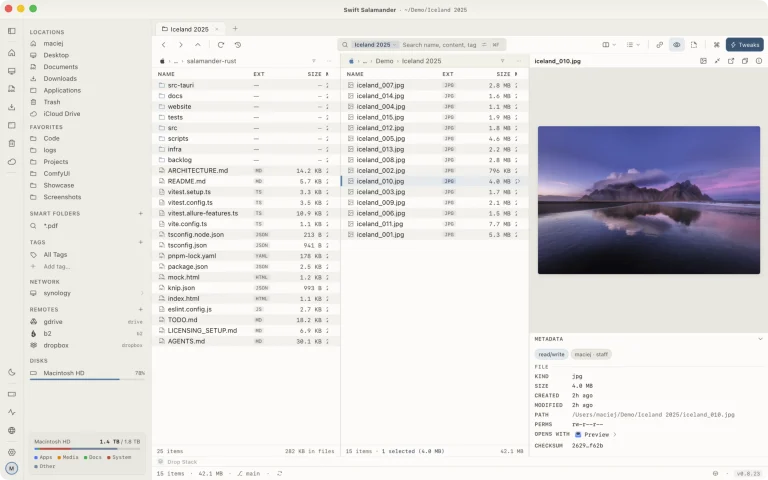 SWIFT SALAMANDER : un gestionnaire de fichiers pour Mac qui vérifie vos copies