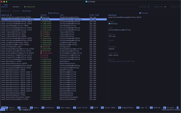 TEMPO : un TUI pour Temporal, les workflows en rythme