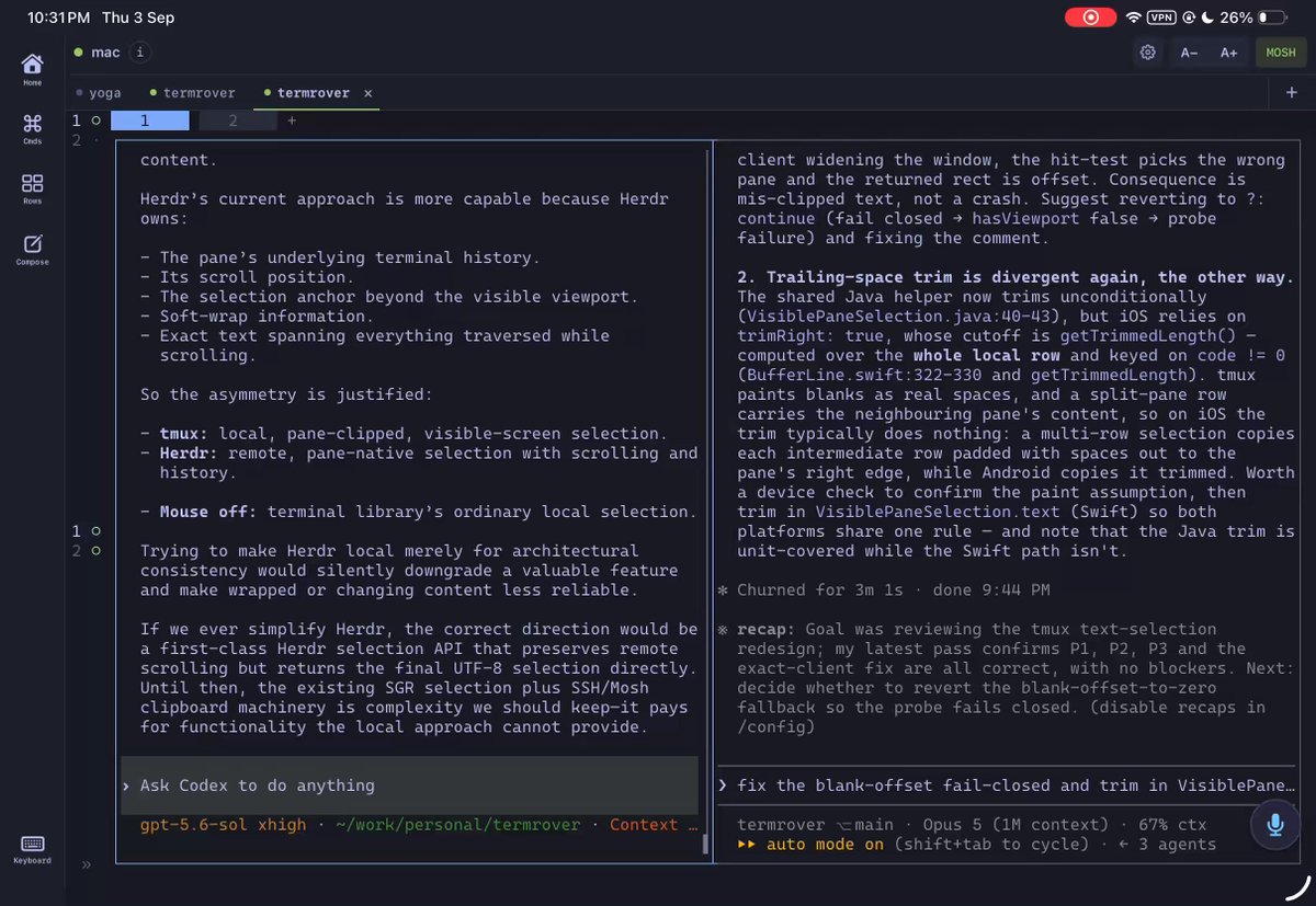 Termrover ssh et tmux enfin a laise sur telephone