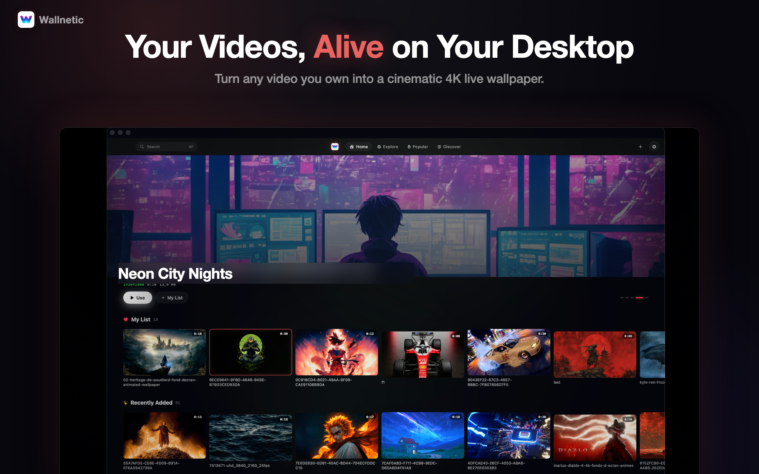 Wallnetic vos videos en fond decran 4k gratuit et