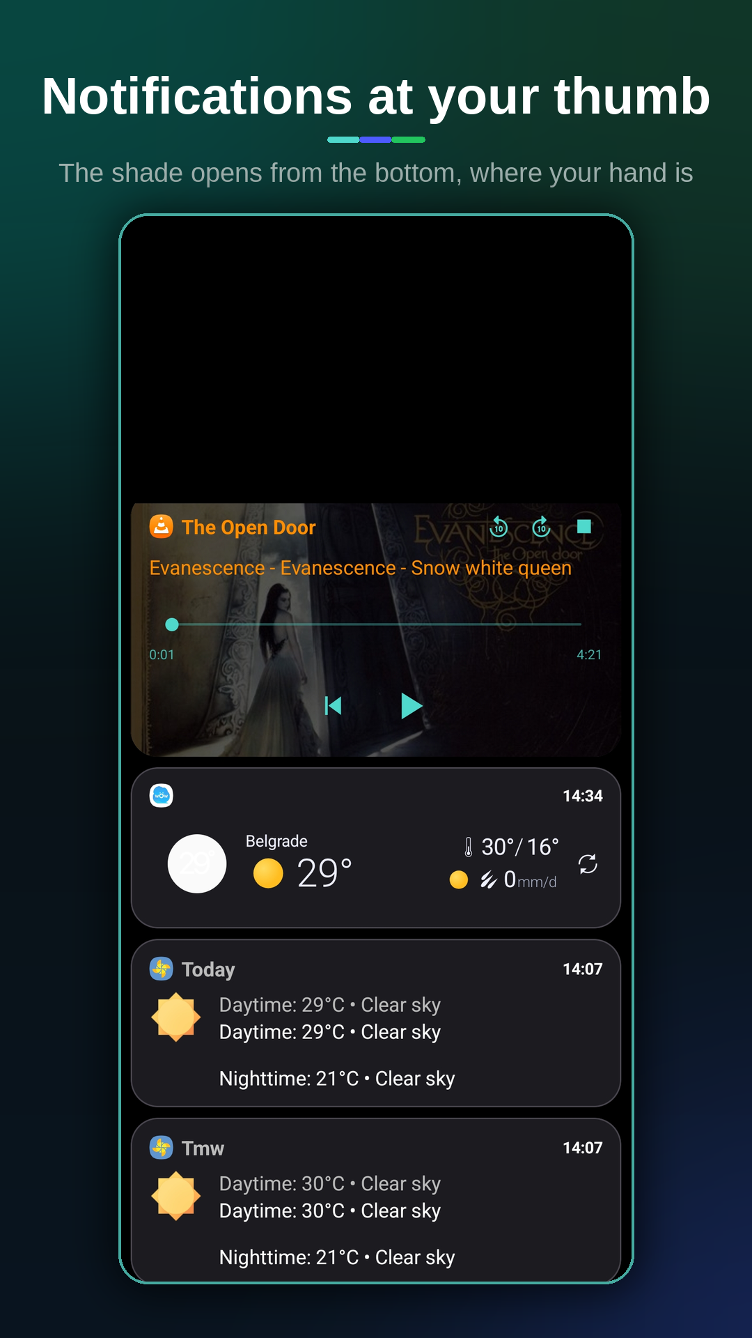 Bottom notifications vos notifications android a p